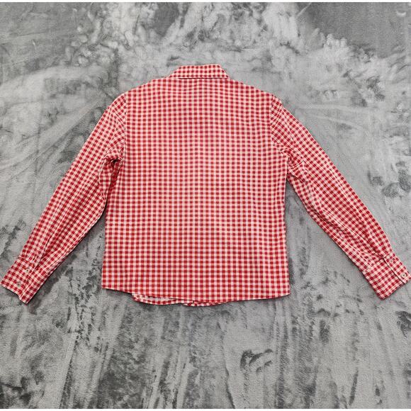 Vintage 70s Avon Family Fashions Top Women M Red White Check Gingham Long Sleeve - Picture 5 of 10